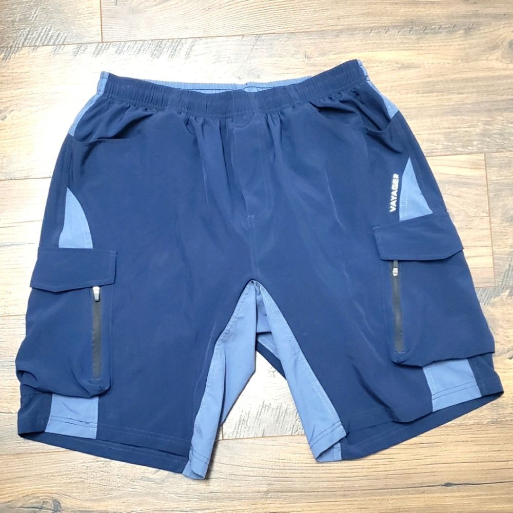Vayager mountain Biking Bicycle Athletic Shorts Blue L Padded Bottom